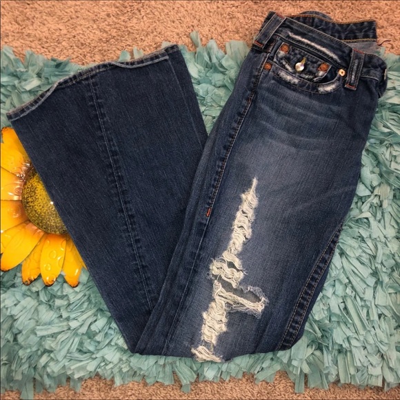 SOLD True Religion Distressed Flare Jeans - Picture 8 of 12